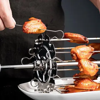 New BBQ Steel Metal Roaster Rotisserie Skewers 20cm 25cm Needle Cage Oven Kebab Maker Grill Skewer Cage Barbecue String tanie i dobre opinie CN (pochodzenie) szaszłyki Łatwe do czyszczenia Odporność na ciepło Narzędzia