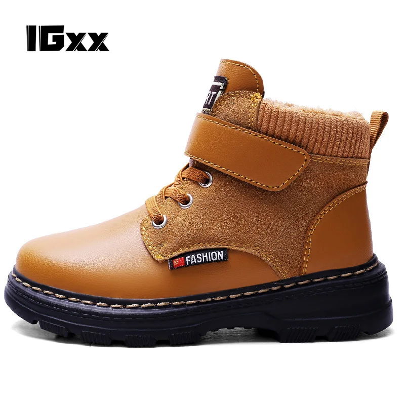 IGxx 2022 kids winter martin boots child winter snow boots outdoor fashion keep warm boots  Plus velvet plus cotton