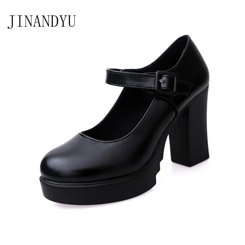 Platforms High Heels Women Pumps New Cosy Dress Woman 9cm Block Black Burgundy Chunky Heel Shoes with Thick | Обувь