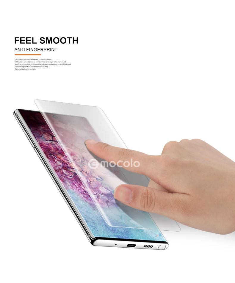 Note10 Mocolo Чувствительная УФ лампа жидкое полное Клей Стекло samsung Galaxy Note 10 Pro Закаленное стекло пленка Note10+ протектор экрана
