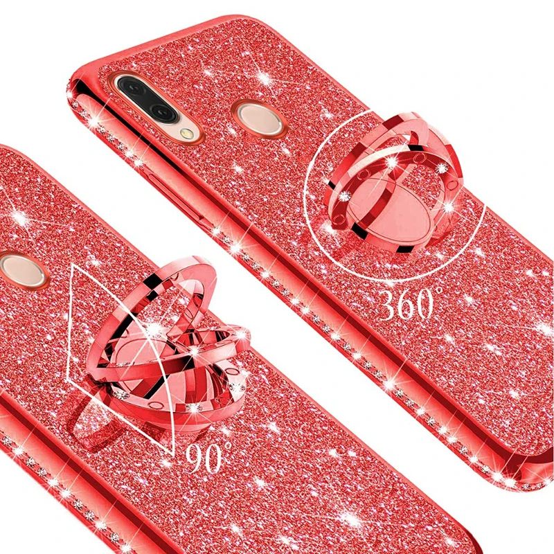 Glitter Diamond Magnet Stand Case For Huawei P Smart Plus Y9 Y7 Pro Y6 Prime Honor View 20 8C Play Mate 10 Pro Phone Cover