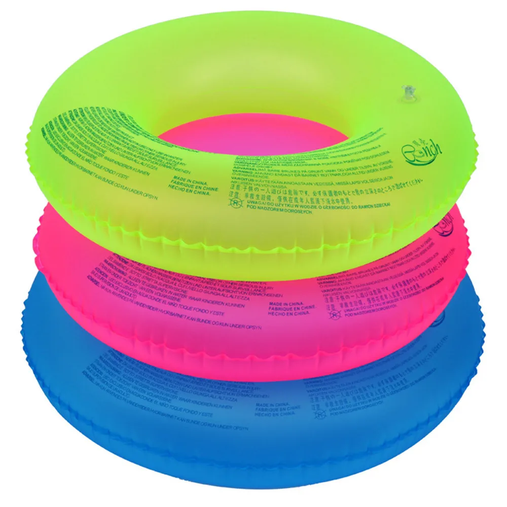 Summer New Fluorescent Inflatable Ring Swimming Circle Pool Floats Swimming Ring For Adult Kids Water Sports Random Color