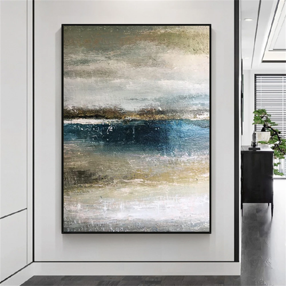 Hand Pained Wall Pictures Retro And Nostalgic Oil Paintings On Canvas Golden Gray Abstract Art Painting Modern Villa Hotel Decor
