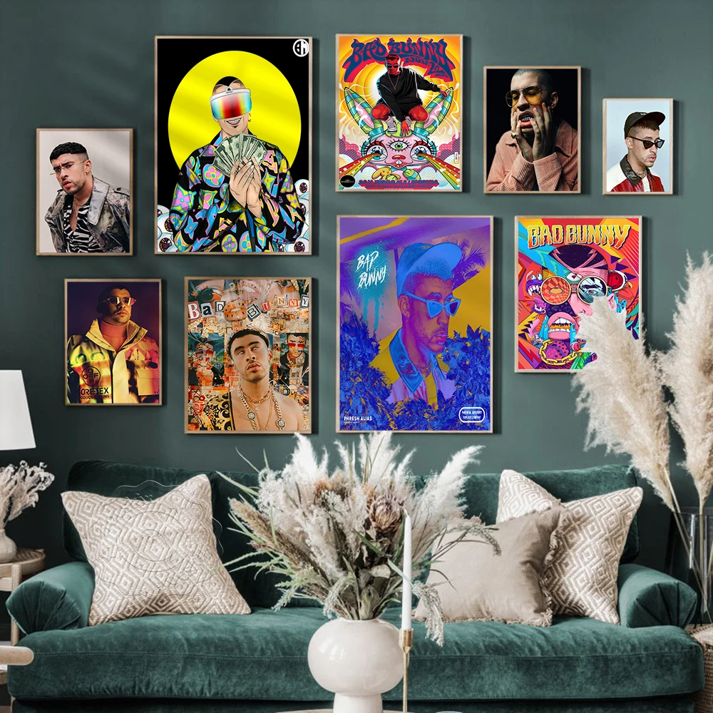 

Rapper Bad Bunny Singer Poster Rap Music Star Album Cover Posters Wall Stickers Home Room Wall Decor Bad Bunny Print Painting