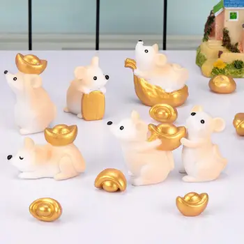 

Cute Miniature Resin Rat Figures Office Table Desk DIY Dollhouse Decoration Figurines For Home Festival Decor