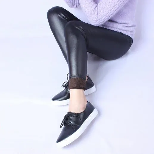 New Women Pants Winter Elegant Ladies PU leather Black Leggings Sexy Womens Plus Velvet Skinny Slim Pencil Trousers J480
