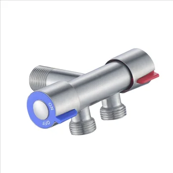

G1/2 304 Stainless Steel Single Cold Quick Opening Faucet One Into Two Three-way Angle Valve Double Switch Double Control Tap