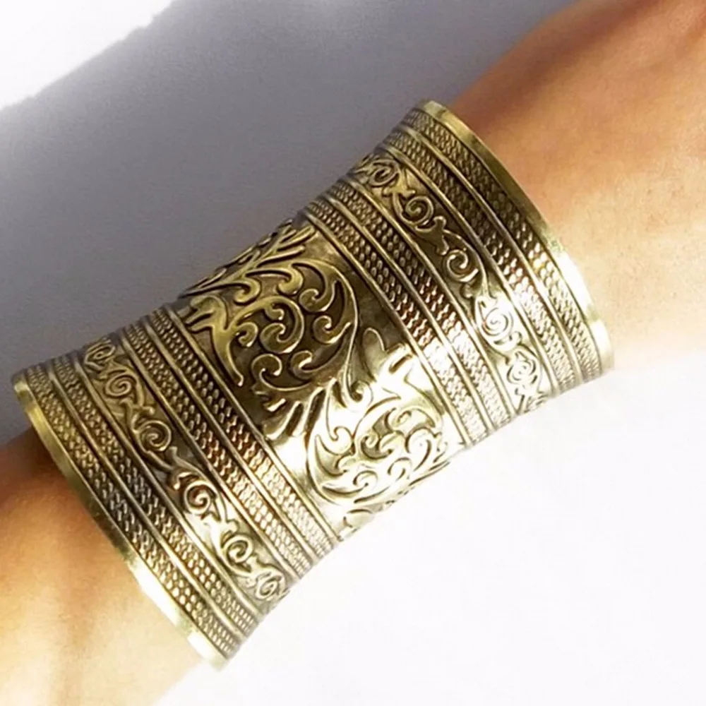 Metallic Gothic Long Wide Bracelet - Image 2