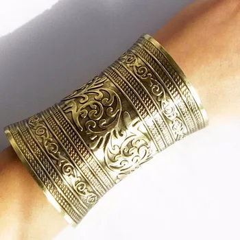 Alternative view of Metallic Gothic Long Wide Bracelet