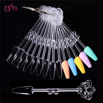 

48Pcs Natural Color Card Clear False Nail Tips Nail Art Practice Display Polish Uv Gel Color Palette Card Display Manicure Tools