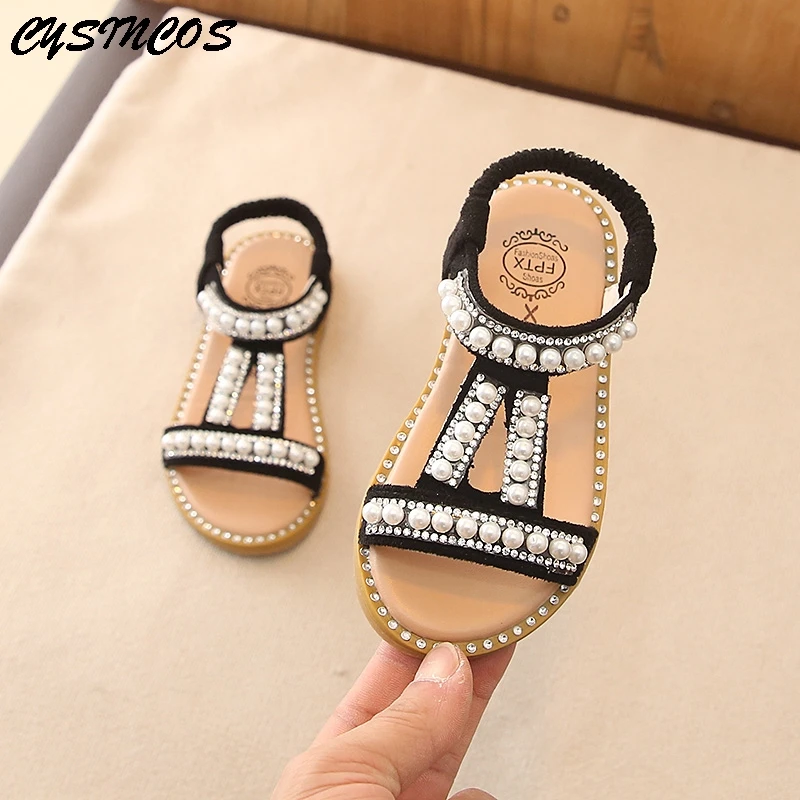 

CYSINCOS Baby Girsl summer Shoes Toddler Infant Kids Girls Pearl Crystal Single Princess Roman Sandals Sapato Infantil Menina