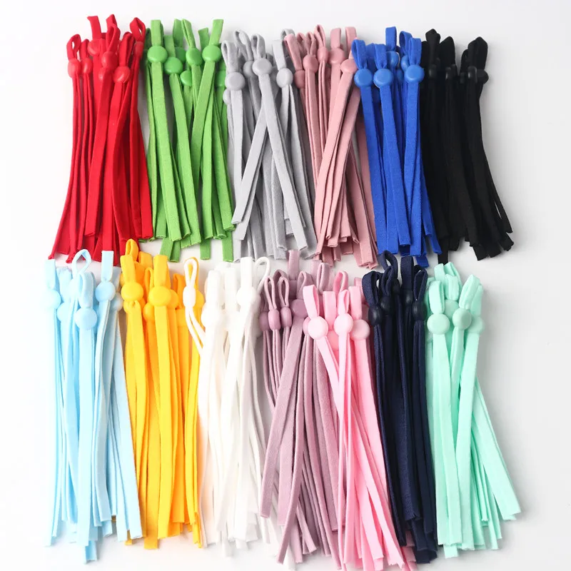

50Pcs Mask Elastic Band Color Elastic Adjustable Mask Silicone Buckle Soft Rubber Non-slip Sewing Accessories Material 11-12CM