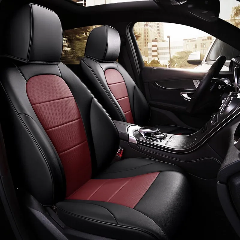 KADULEE пользовательские кожаные чехлы для автомобильных сидений для opel astra j Insignia vectra b meriva vectra c mokka аксессуары чехол для сиденья автомобиля - Название цвета: Black with Red wine