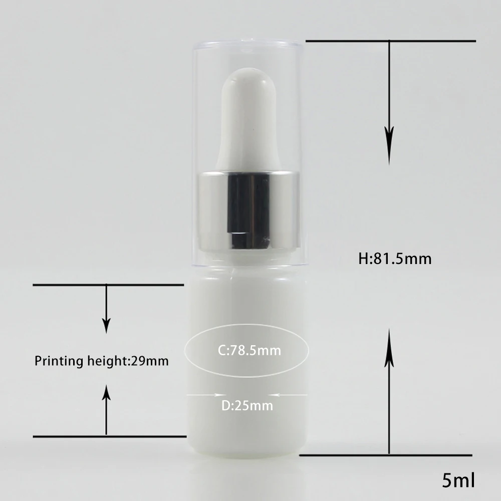 

100pcs/lot 5ml Opal White Glass Dropper Bottle Glass Vials With Pipette For Cosmetic Perfume Essential Oil Bottles