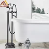 Bronze Black Floor Standing Faucet Dual Handles Hot Cold Water Shower Mixer For Bathroom Bathtub Shower Faucet Shower Mixer 1
