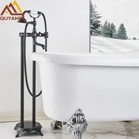 Bronze Black Floor Standing Faucet Dual Handles Hot Cold Water Shower Mixer For Bathroom Bathtub Shower Faucet Shower Mixer 1