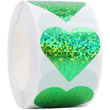 

500pcs Green laser Love Rainbow Sticker Heart Shape Scrapbooking Gift Packaging Party Wedding Valentine's Day Stationery Sticker