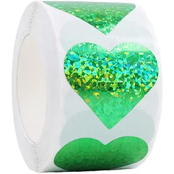 500pcs Green laser Love Rainbow Sticker Heart Shape Scrapbooking Gift Packaging Party Wedding Valentine's Day Stationery Sticker