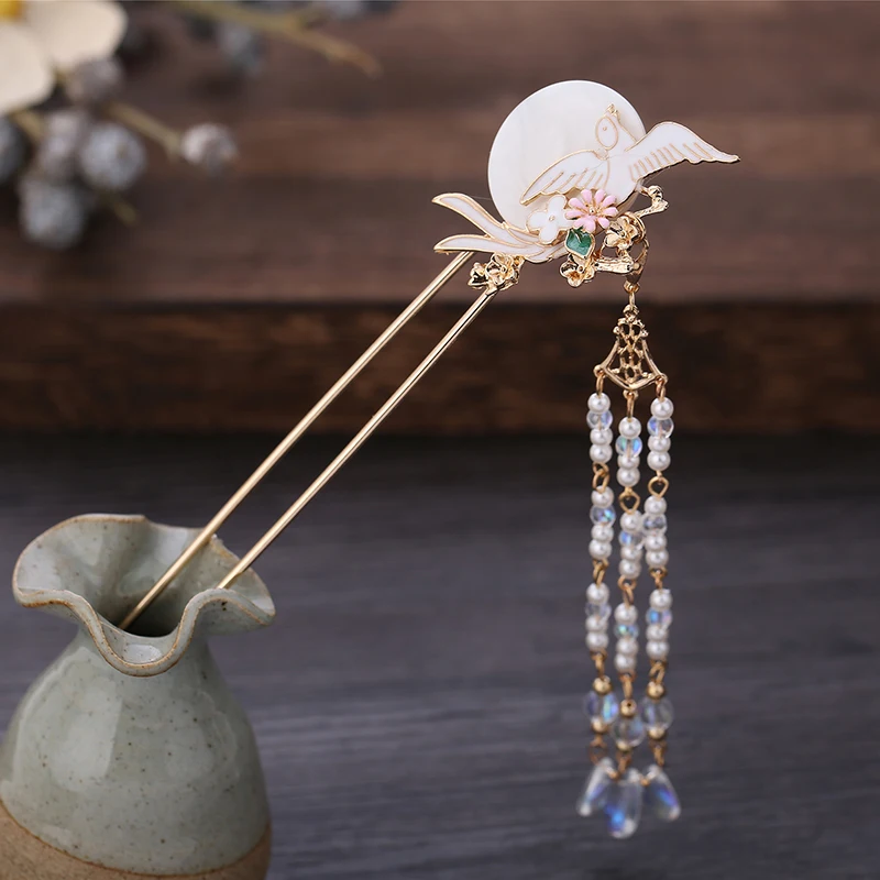 Классический традиционный наряд ханьфу волосы с кисточками Kanzashi супер Феи Шпилька, которая сотрясается при ходьбе аксессуары для волос ручной работы антикварные украшения для волос Косплей