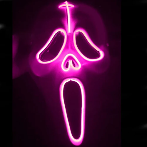 Pink Хэллоуин страшный череп светодиодный светоизлучающий Крик Маска вечерние пугающие креативный сценический Cos холодный свет маска светится в темноте - Цвет: Pink