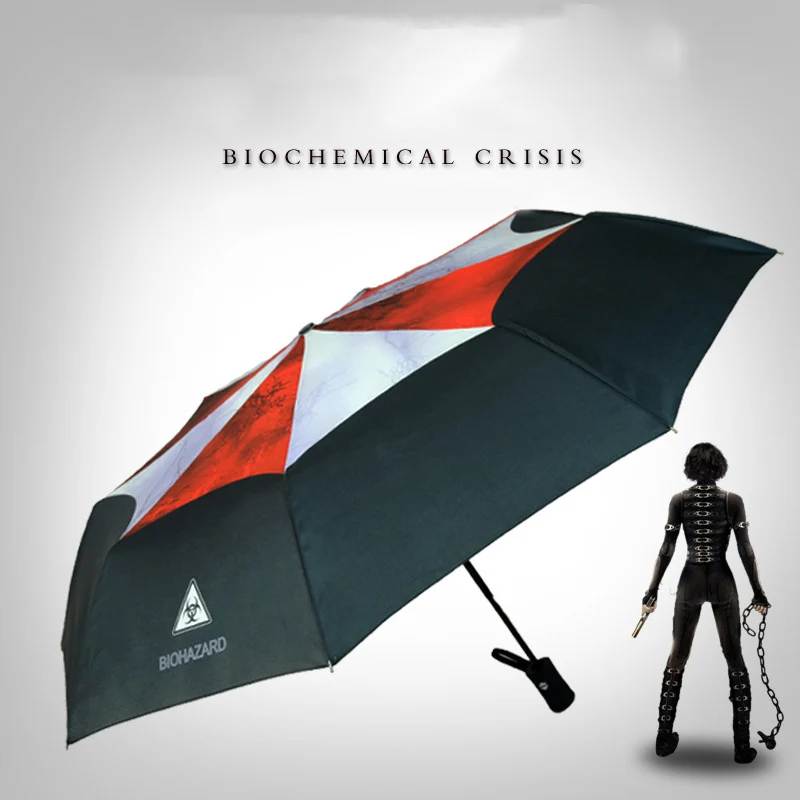 

Umbrella Female Women for Sun and Rain Biohazard Automatic Windproof Anti-uv 3 folding Silver and Black Coating Umbrellas Men