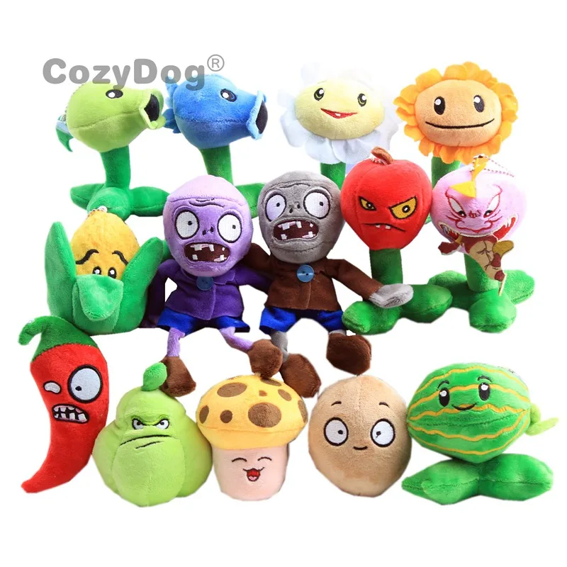 14 pcs/Set PVZ Plants vs Zombies Plush Keychain Cute Lovely Pendant Toy