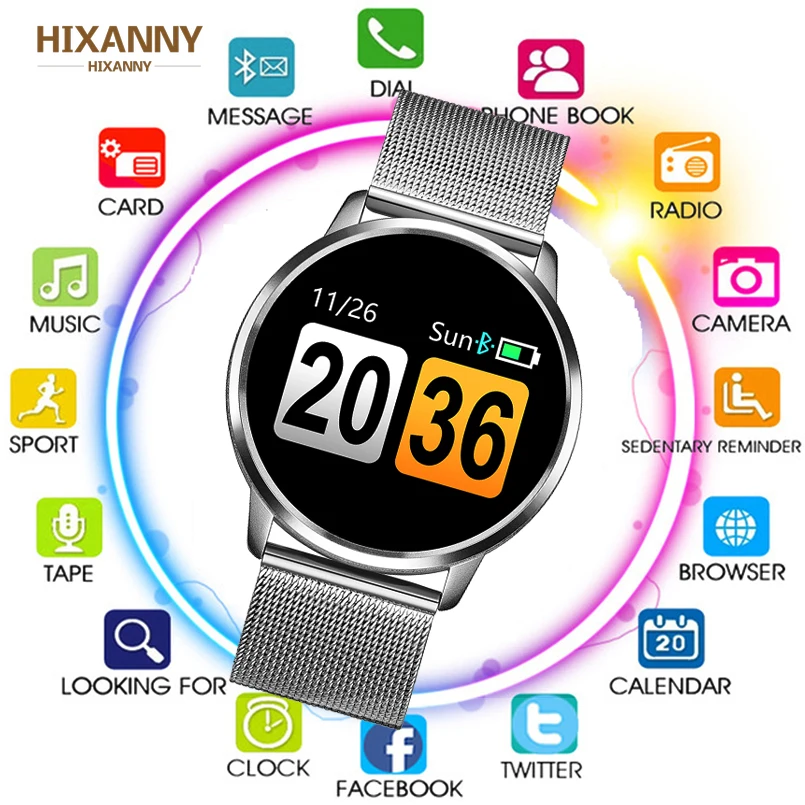 

2019 HIXANNY Q8 Smart Watch OLED Color Screen Smartwatch men Fashion Fitness Tracker Heart Rate smart watch men bracelet watch