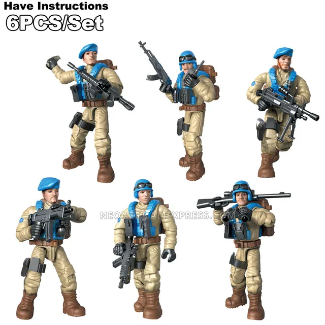 6in1 WW2 Germany Military Motorcycle Accessories Peacekeeping force Building Blocks Army Rifle Vehicle Model Weapons Toy Child 1