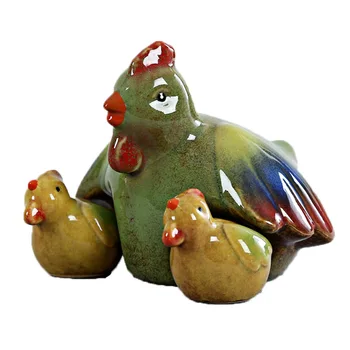 

Hot Handmade Ceramic Chicken Figurines Home Decor Cock Hens Ornament Crafts Room Decoration Porcelain Animal Figurine JY