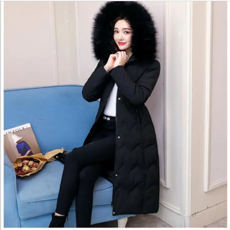 Manteau Femme Hiver размера плюс 6xl, новинка, Длинная женская куртка с капюшоном и меховым воротником, пуховая парка для женщин, толстая Тонкая зимняя одежда OL H178