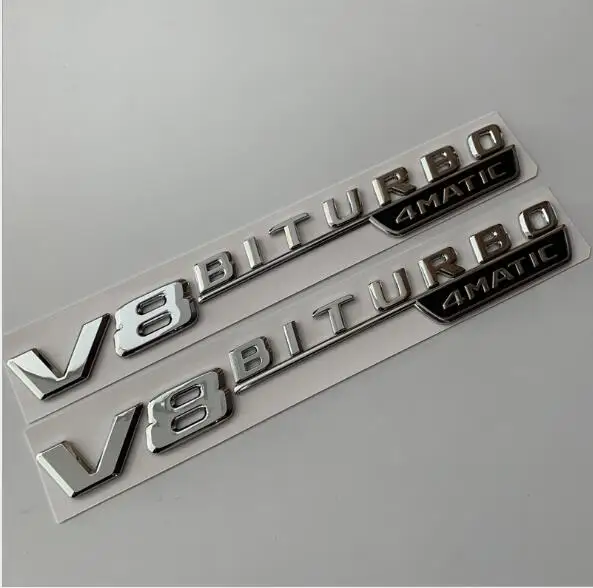 2 шт. буквы V8 BITURBO 4matic крыло эмблемы значки для Mercedes Benz AMG - Цвет: 3