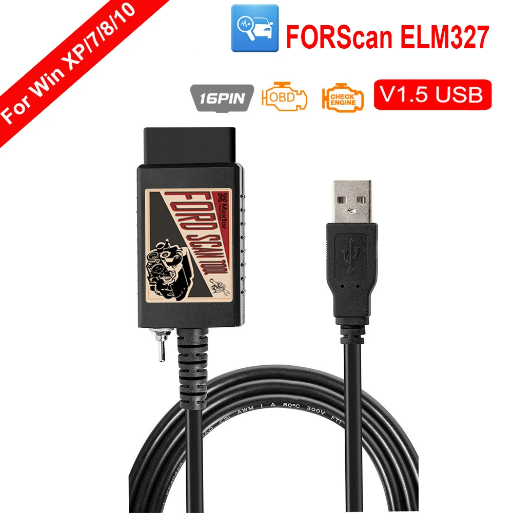 FORScan ELM327 Software OBD2 Scanner Adapter USB Diagnostic Tool Cable for Ford 