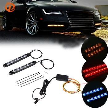 

POSSBAY Car DRL Turn Signal White/Amber//Ice Blue/Red Switchback Arrow Flowing Dynamic Flexible LED Daytime Running Lights