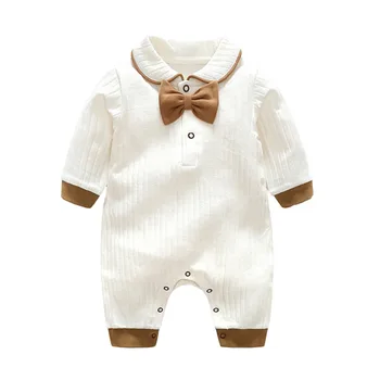 

2020 Toddler Baby Boy Clothes Fall Fashion New Style Pure Cotton Gentleman Style Long Sleeve Romper 3-18 Months Baby Onesie