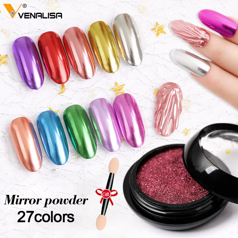  VENALISA Metal Shiny Nail Glitter Acrylic Powder Laser Sparkly Manicure Nail Art Chrome Pigment Sil