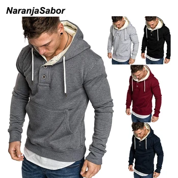 

NaranjaSabor 2020 Spring Autumn Hoodied Sweatshirts Mens Solid Color Fleece Fashion Casual Streetwear Mens Brand Clothing N636