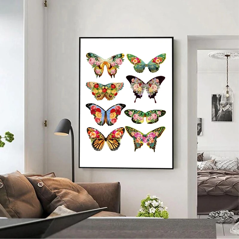 Butterfly Roses Canvas Prints Home Decor