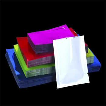 

100Pcs/Lot Flat Open Top Aluminum Foil Bag Vacuum Heat Seal Packaging Pouches Food Coffee Tea Mylar Foil Bag Colorful Storage