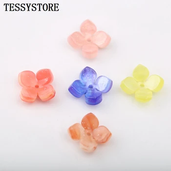 

10pcs Acrylic Acetate Beads Three-dimensional Four-petal Flower Shape Spacer Beads For Jewelry Making Bracelet Accessories