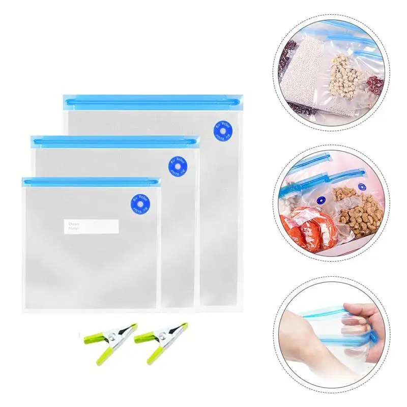 22pcs Vacuum Bag Food Air Compressed Organizer with Transparent Sealed Storage Bags Reusable freezer bags Kitchen | Дом и сад