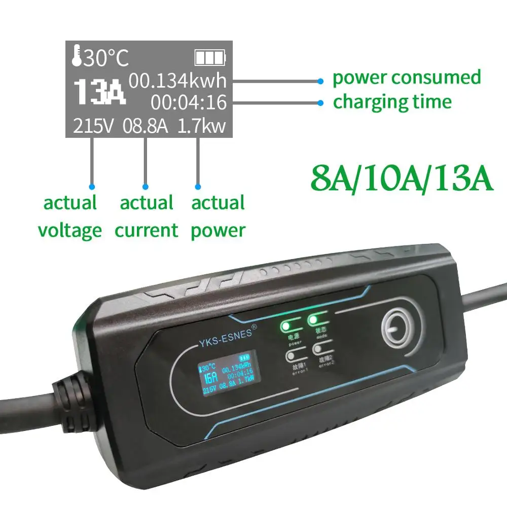 YKS ESNES портативное зарядное устройство EV IEC62196 16A UK 3 разъема 5 м Type2|ЗУ и