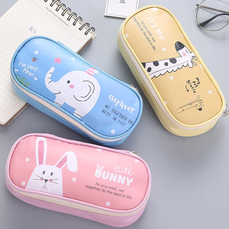 

Cute Pencil Case for Large Capacity Multifunctional Leather Pencil Case Big Pencil Bag Pen Box School Stationery K1544 M