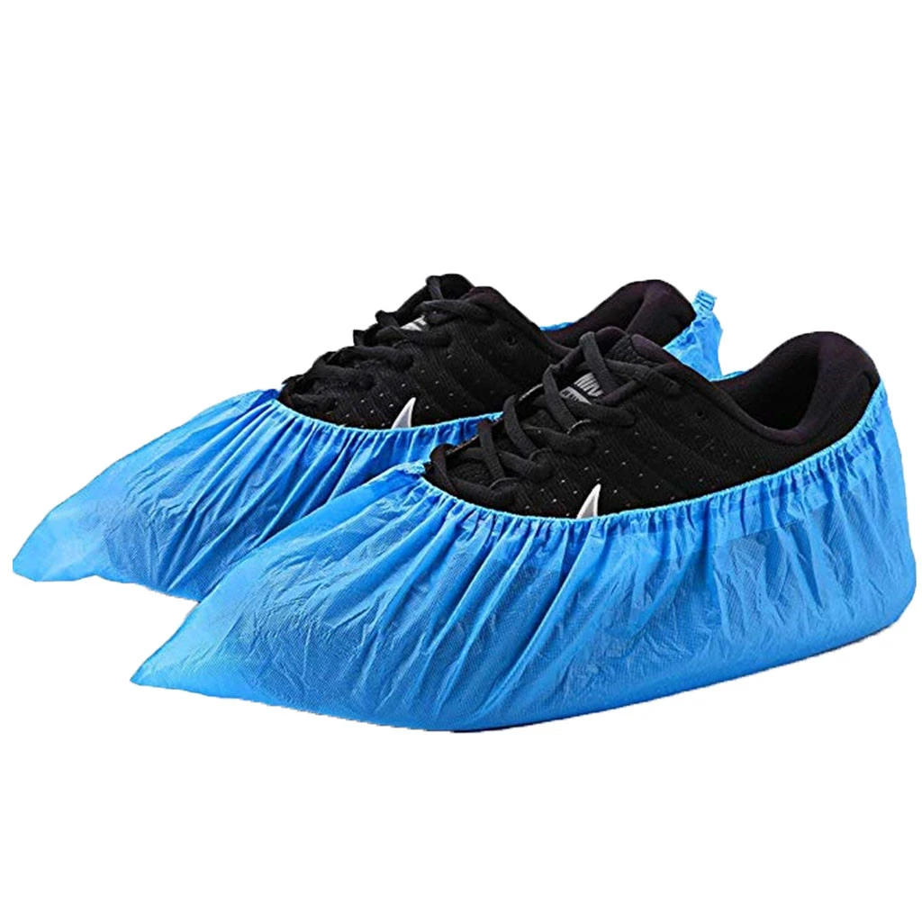 Blue Disposable Plastic Anti Slip Shoe Covers Cleaning Overshoes Protective