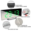 Digital Alarm Clock LED Curved Surface Mirror Electronic Table Clock Large Screen Snooze Desktop Clock For Home Decoration 2