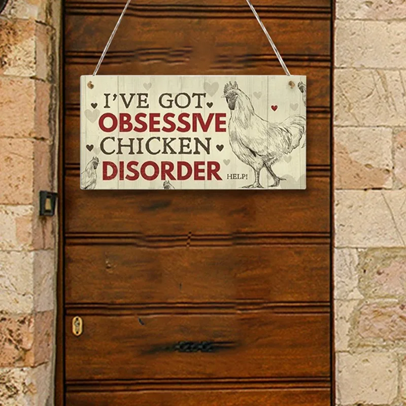 1pcs Wood Chicken Coop Hanging Plates Chicken Signs Letter Print Gift Home As Picture Decor Square Plaque Chicken Hen Sign