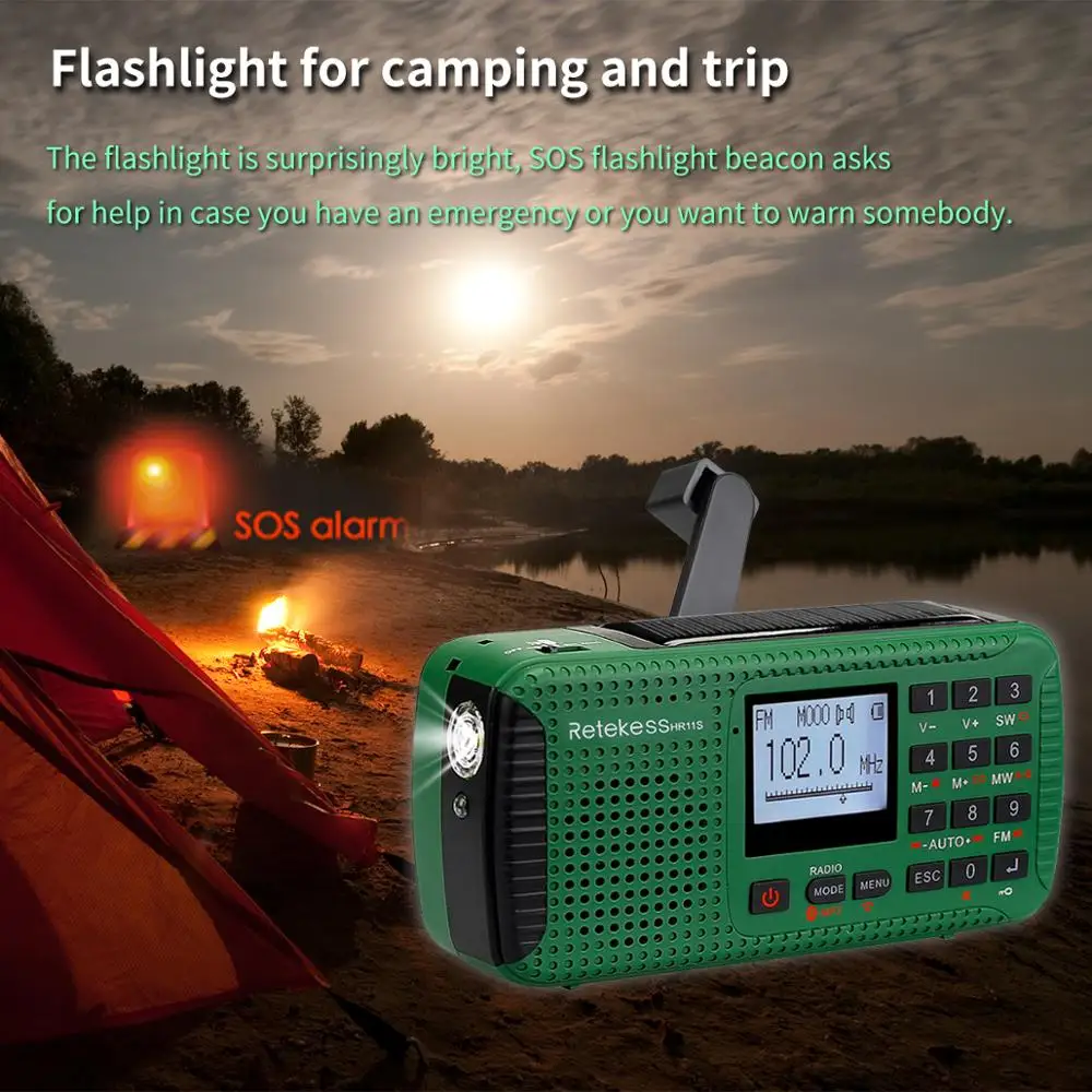 Retekess HR11S аварийное радио Ручной рукоятки солнечное FM/MW/SW Bluetooth MP3 плеер цифровой