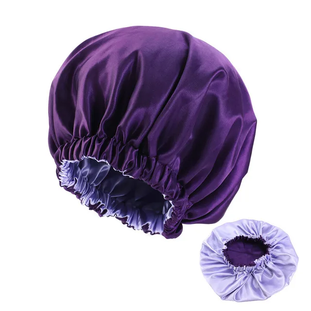 Wholesale Silky Satin Bonnet Hair Cap Double Layer Sleep Night Cap with Invisible Flat Adjusting Button Head Cover Bonnet Hat style454-1