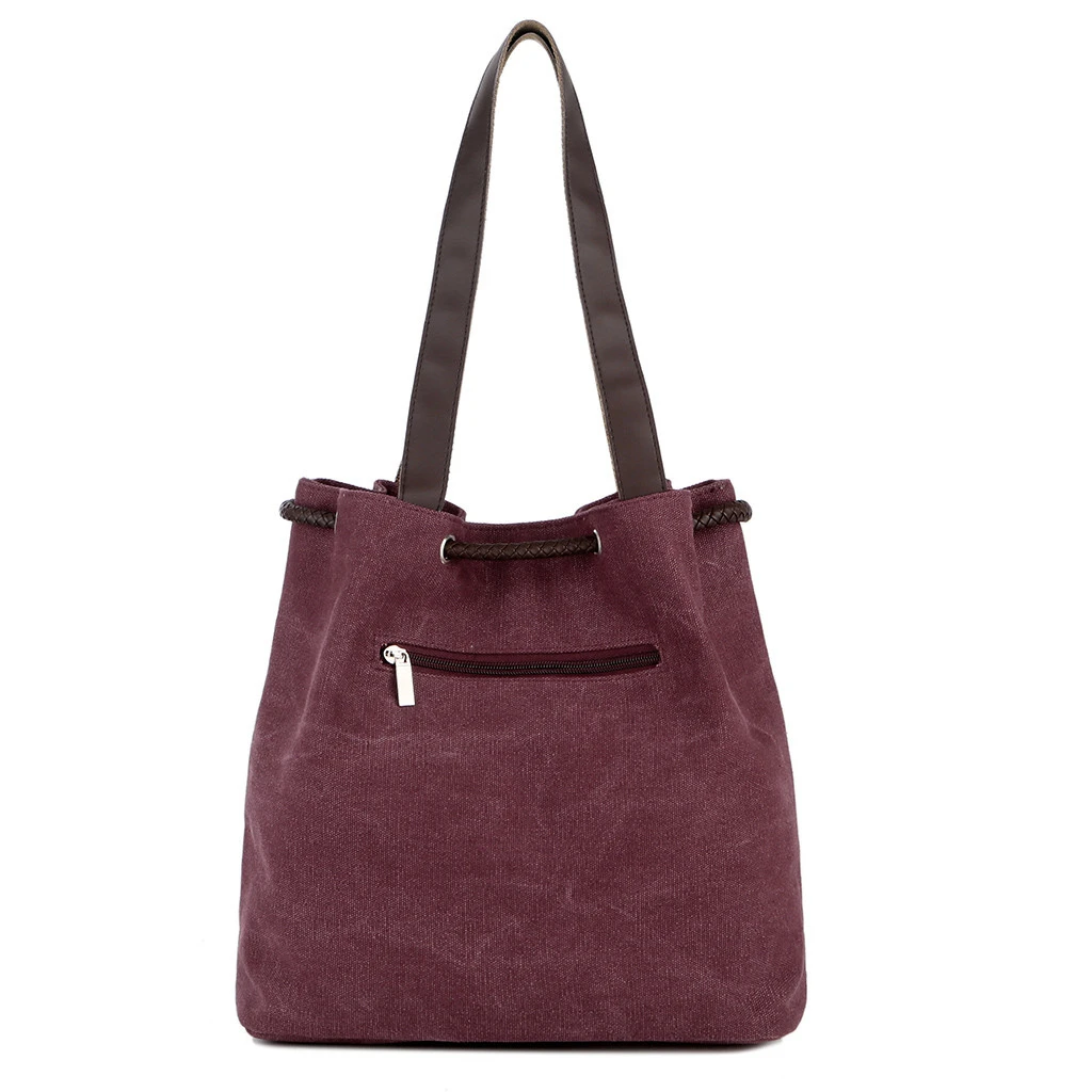 Style Canvas Handbags Women Drawstring Bucket Bag Lady Cheap Shoulder Single Shoulder Shopping Bags Floral Printed Beach Bag 820