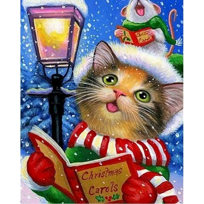

GATYZTORY Frame Christmas Cat Animals DIY Painting By Numbers Wall Art Canvas Painting Christmas Gift For Home Wall Decor