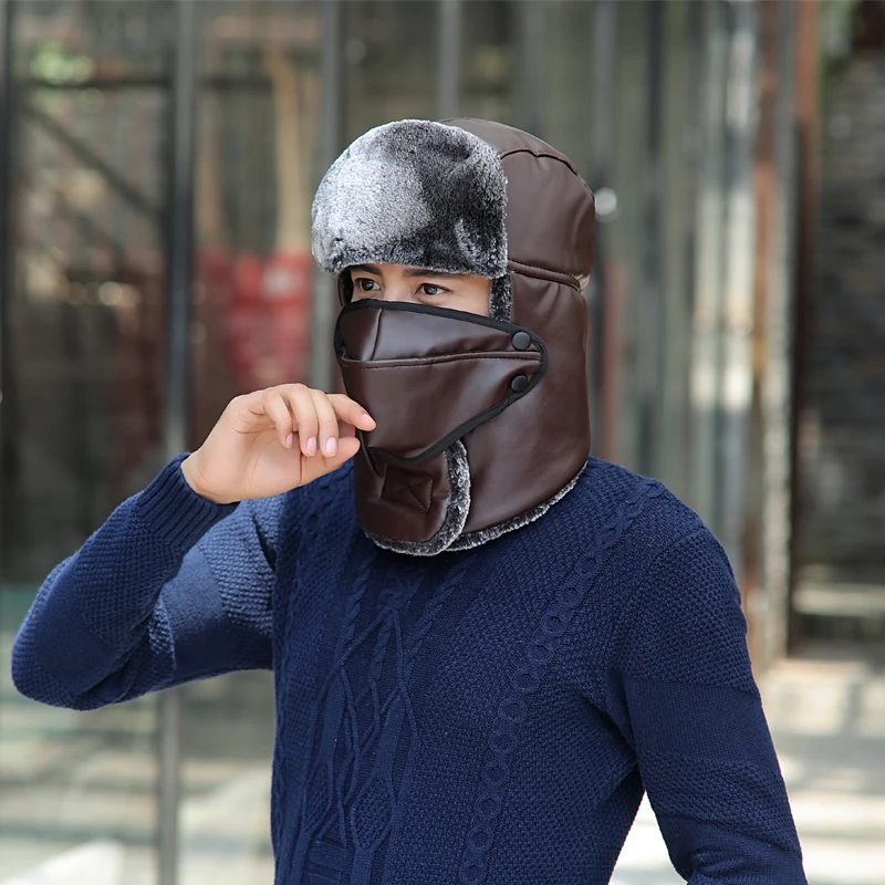 Меховая шапка ушанка Foux зимняя утолщенная кожаная Русская Шапка для мужчин и